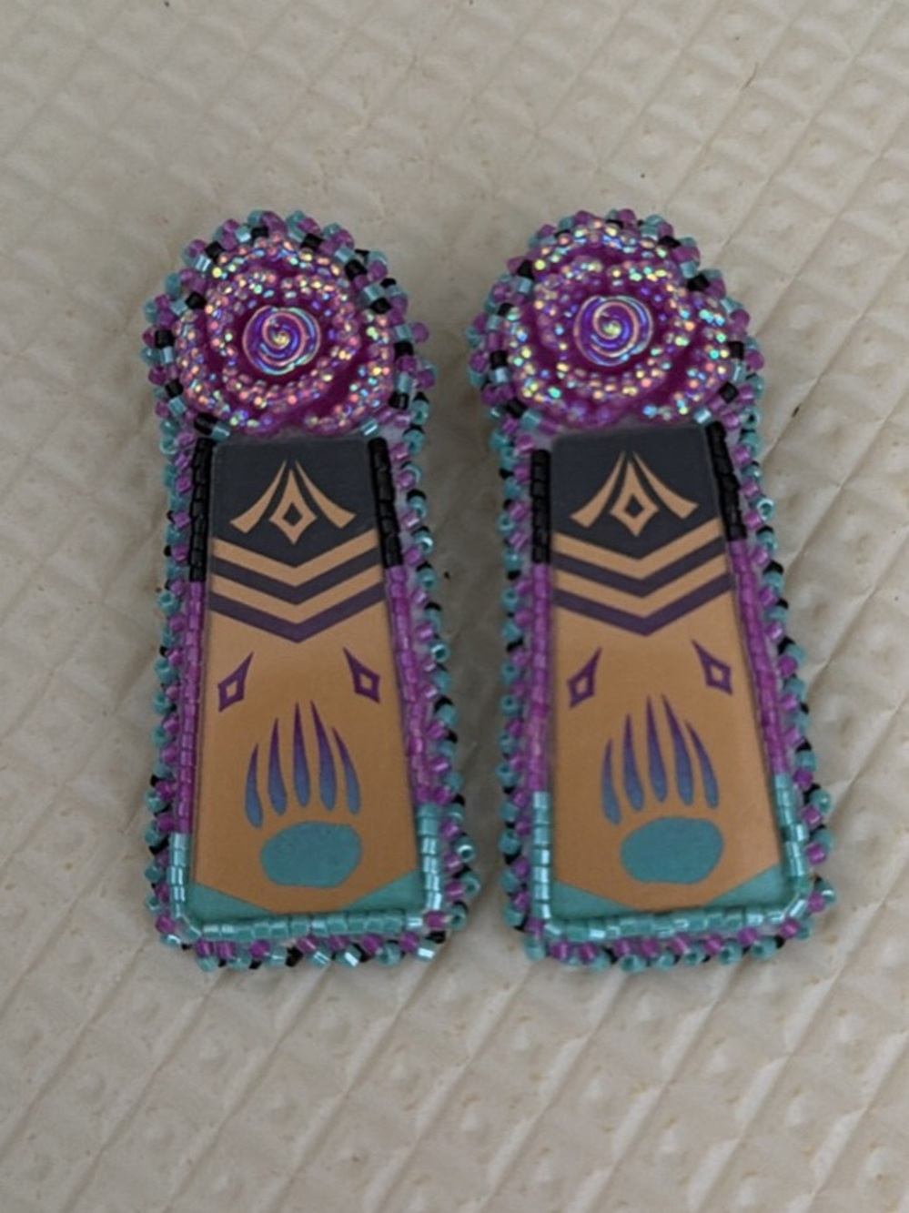 ✨5/$25✨Purple and Teal Beaded Statement Earrings - Women Jewelry